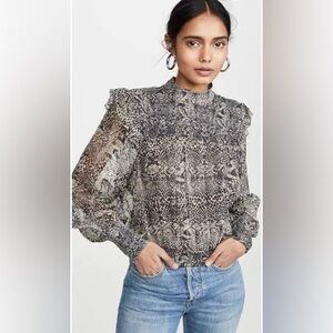 Free People Snake Print Sheer Blouse
